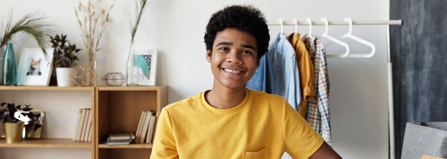 a boy smiling