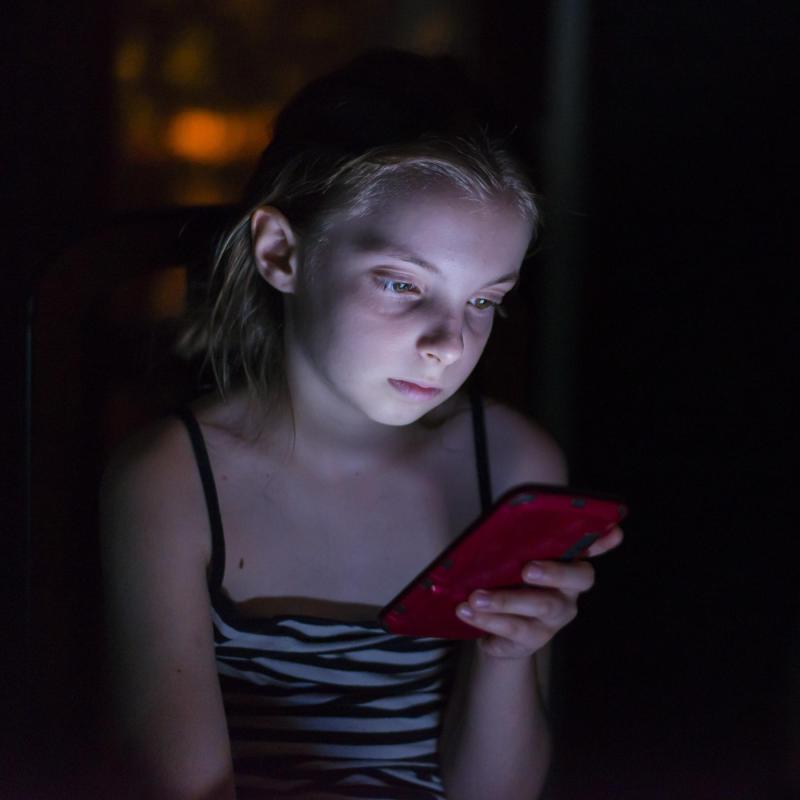 Young Girl With Phone (1) Square