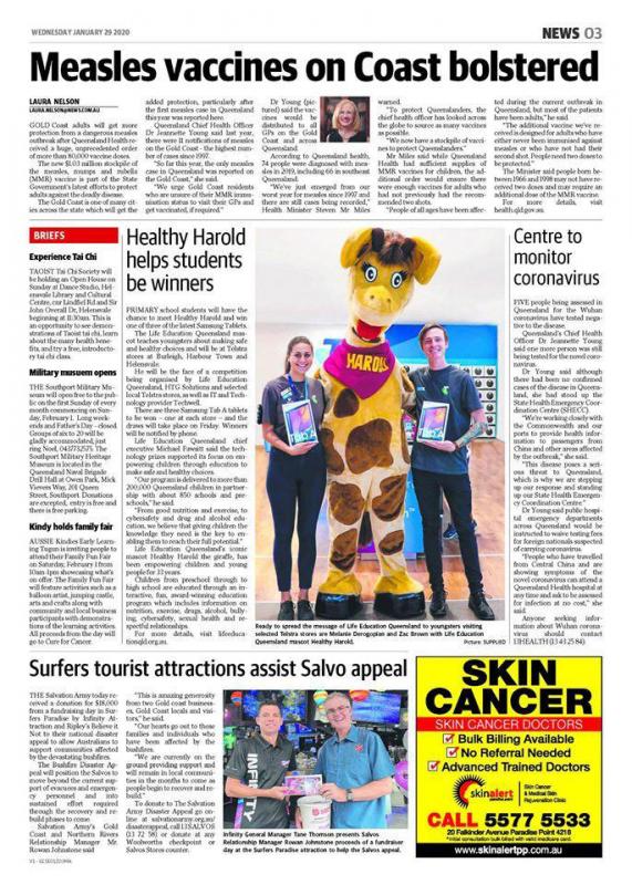 Life Education Queensland Healthy Harold Helps Students Be Winners Gold Coast Bulletin