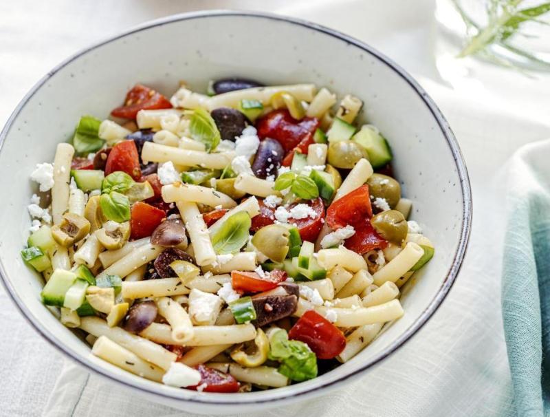 Macaroni Pasta Salad With Feta Olives Healthy Greek Summer Dish